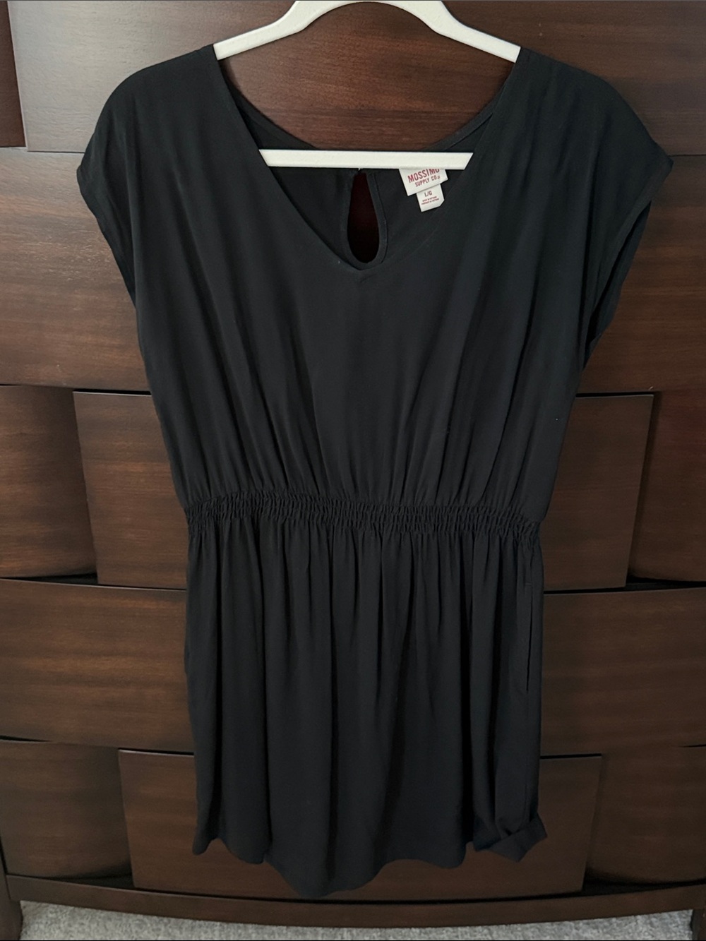 LIKE NEW Mossimo Supply Co. V-Neck Smocked Waist Dress | Black | L